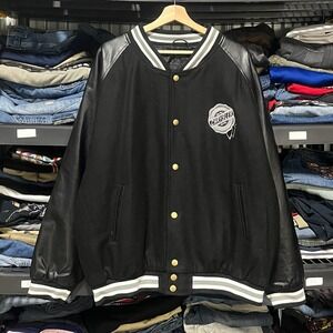 NEW Vintage Chrysler Faux Leather Jacket Size XL Black Embroidered Varsity